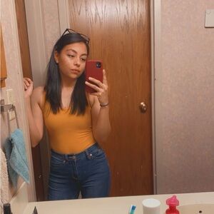 Yellow mustard bodysuit